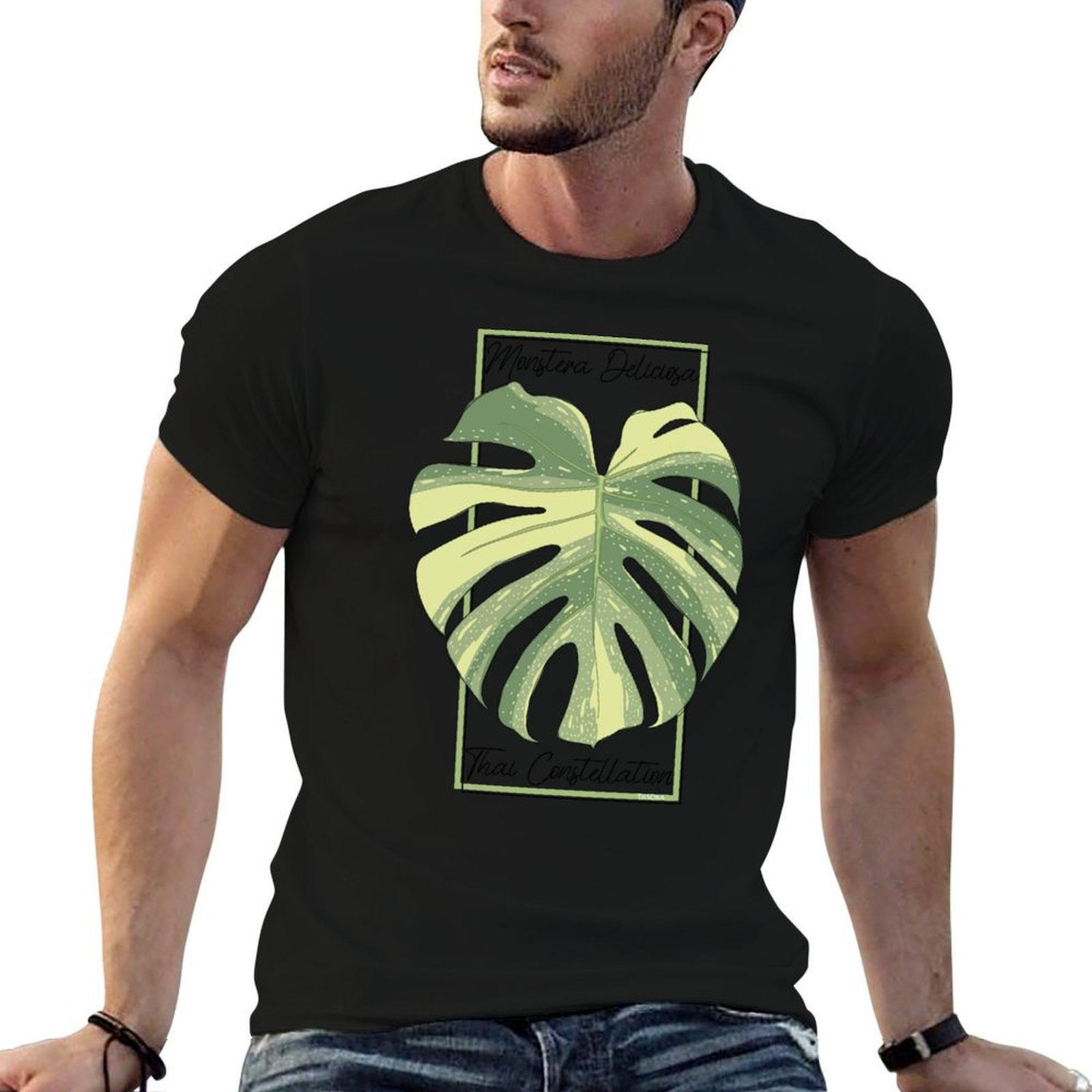 Monstera Thai Constellation - T-shirt casual con stampa botanica Monstera